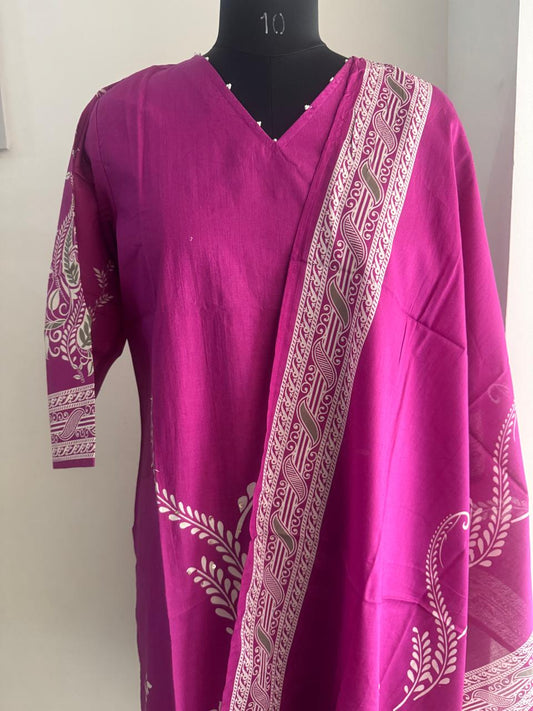 PINK FLORAL COTTON SUIT
