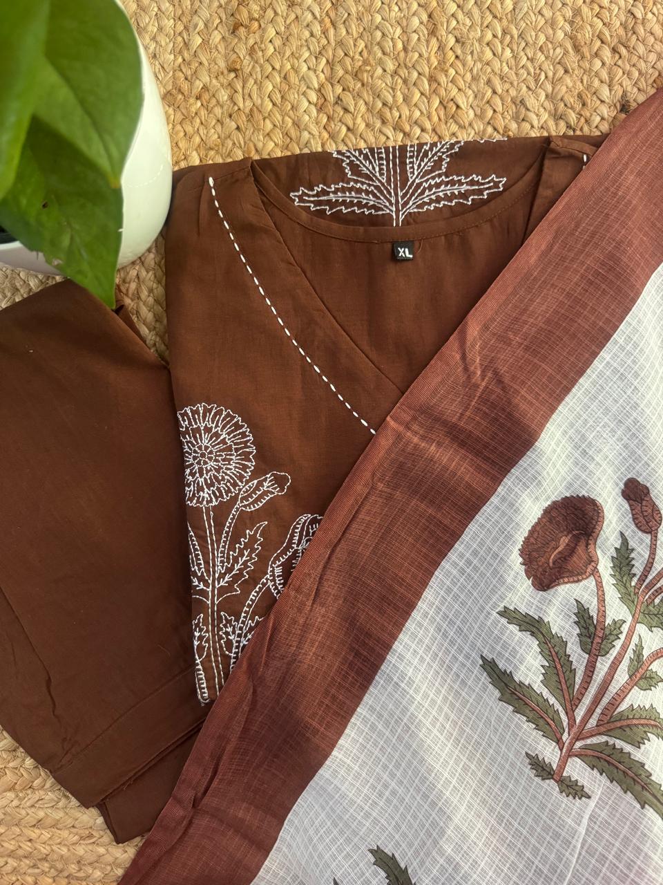 CHOCOLATE BROWN COTTON SUIT