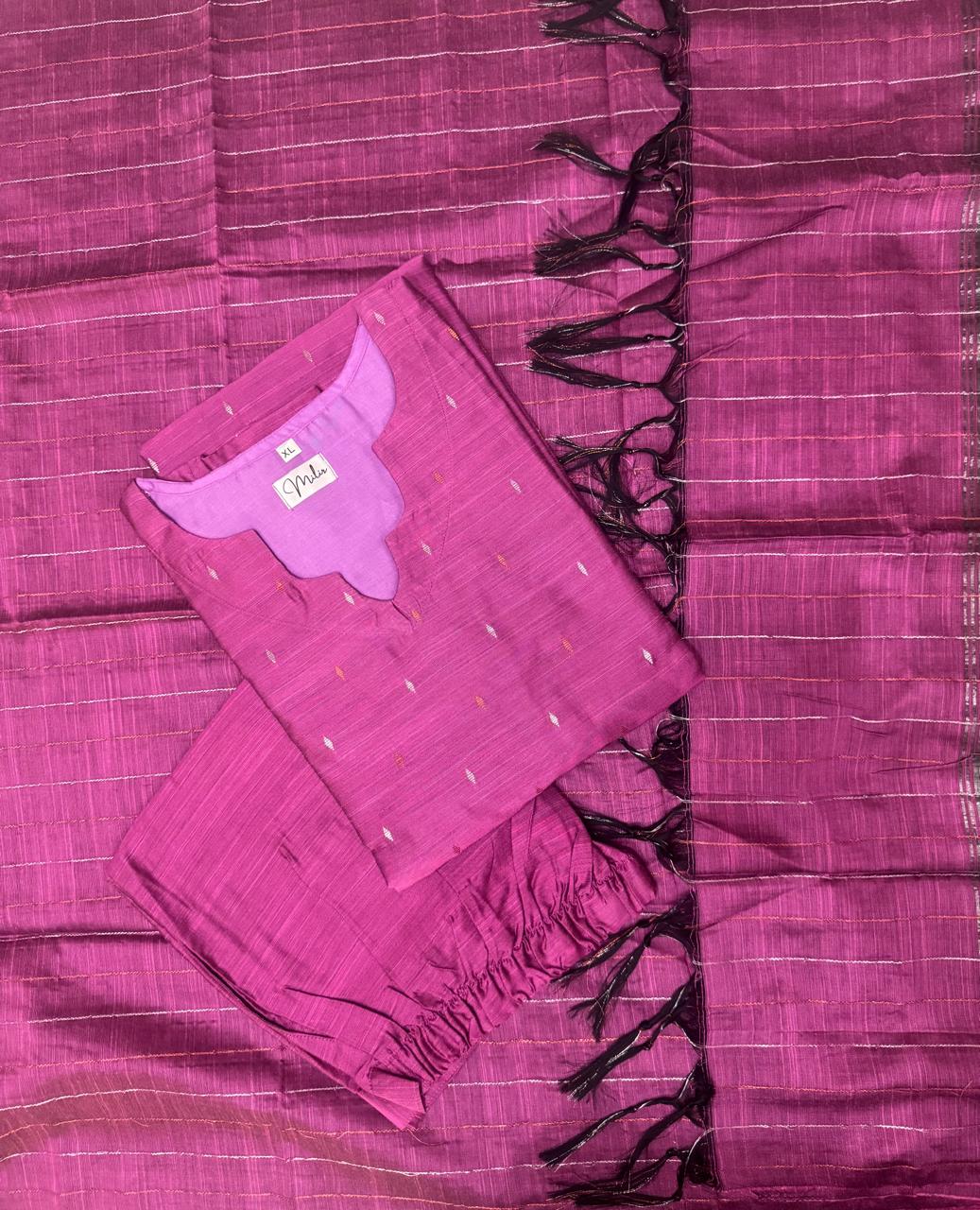 PINKY PINK RAW SILK SUIT