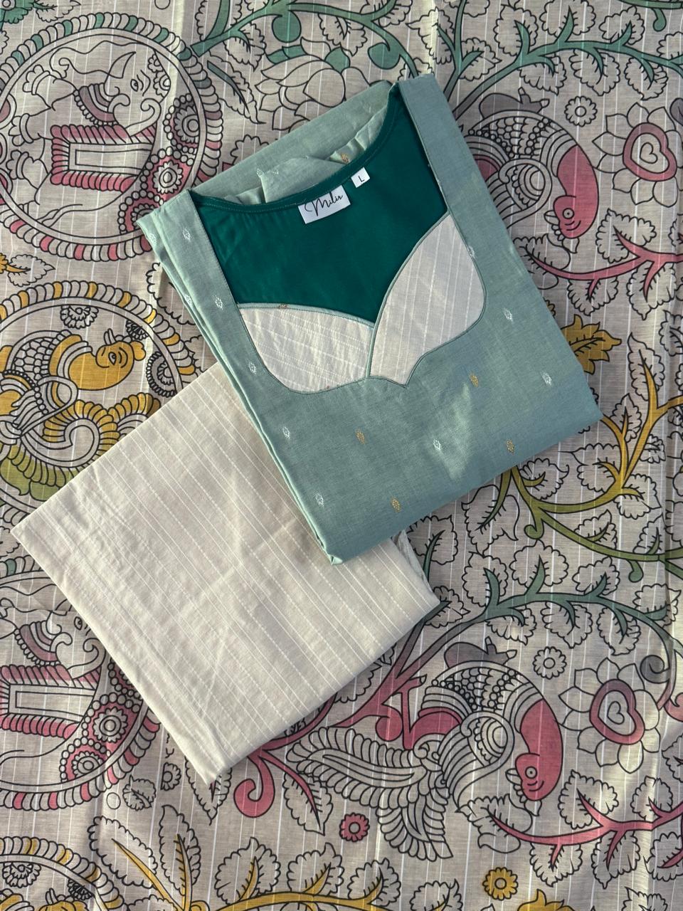 OCEAN GREEN RAW SILK SUIT