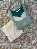 OCEAN GREEN RAW SILK SUIT
