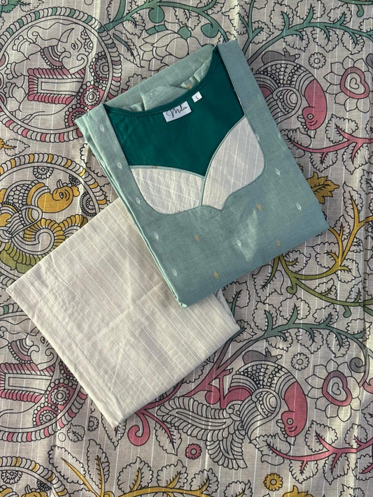 OCEAN GREEN RAW SILK SUIT