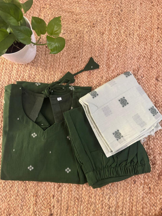 BOTTLE GREEN COTTON SUIT