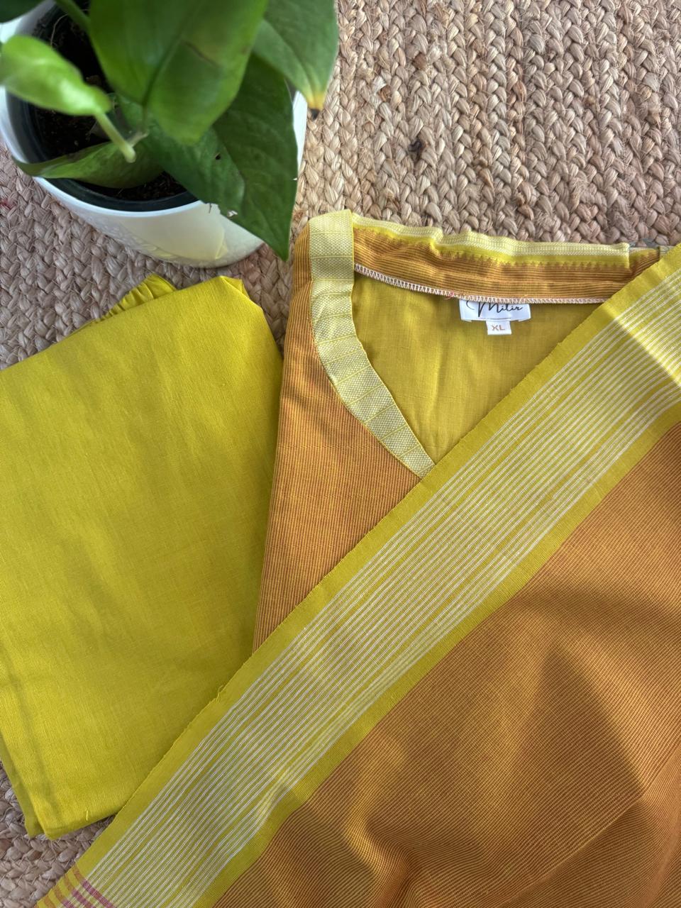 YELLOW HANDLOOM COTTON SUIT