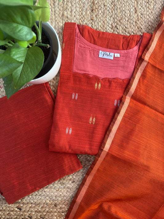 STUNNING ORANCE RAW SILK SUIT