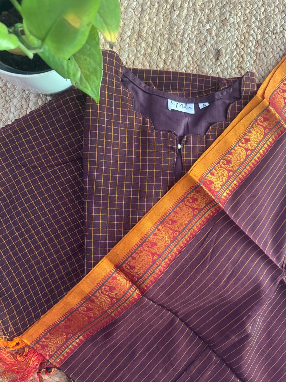 NARAYAN CHECKED RAW SILK SUIT