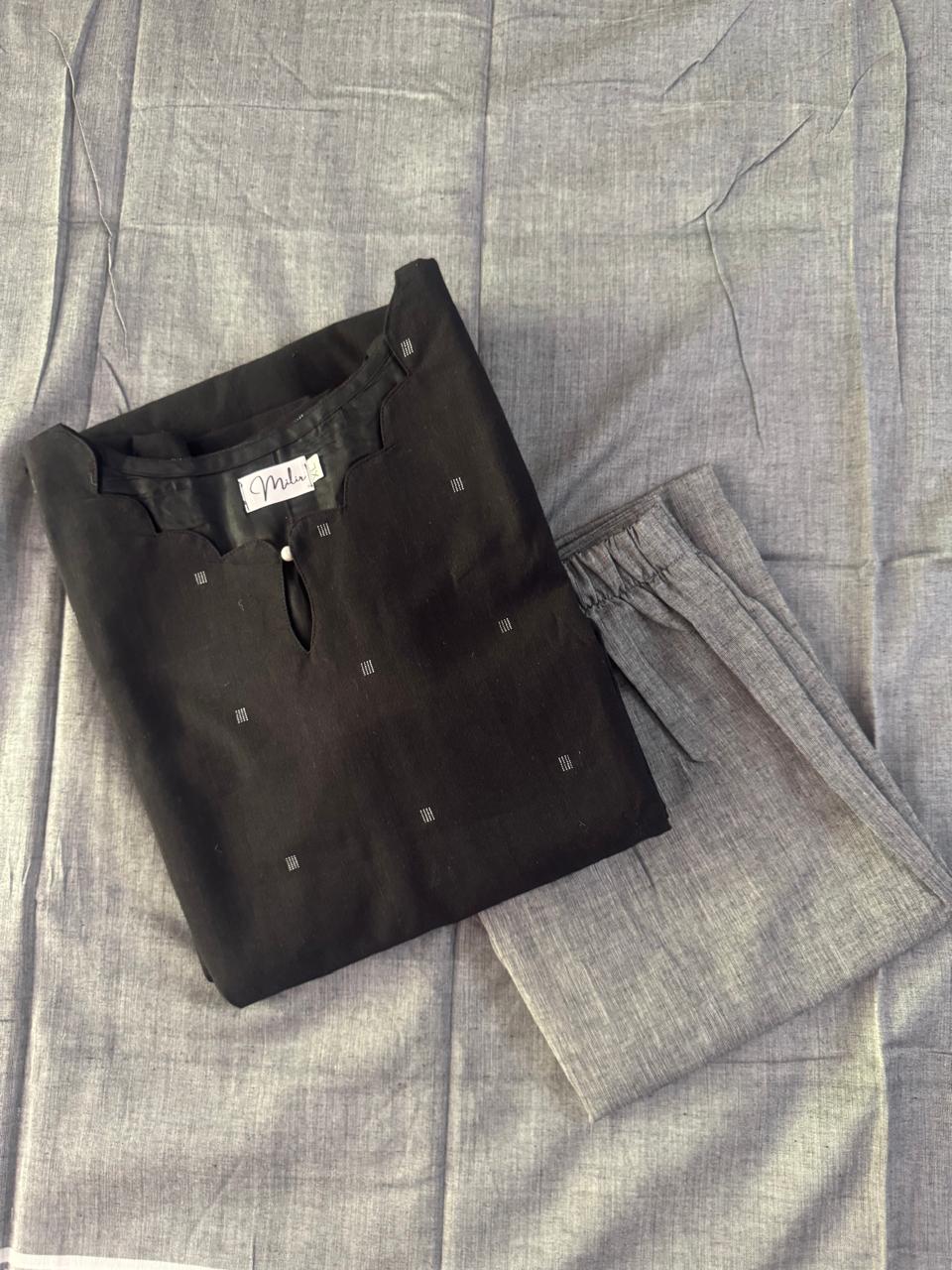 BLACK GREY HANDLOOM SUIT