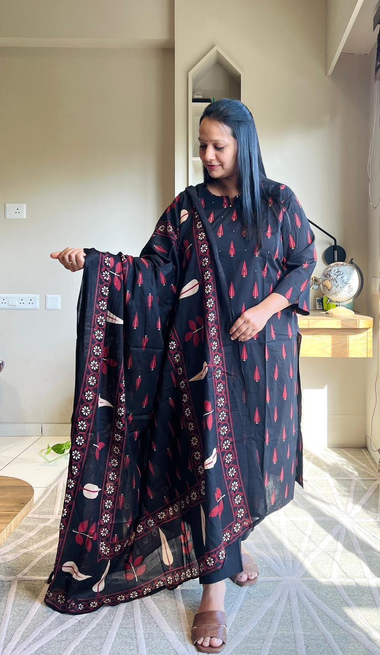 BLACK DROPS COTTON SUIT