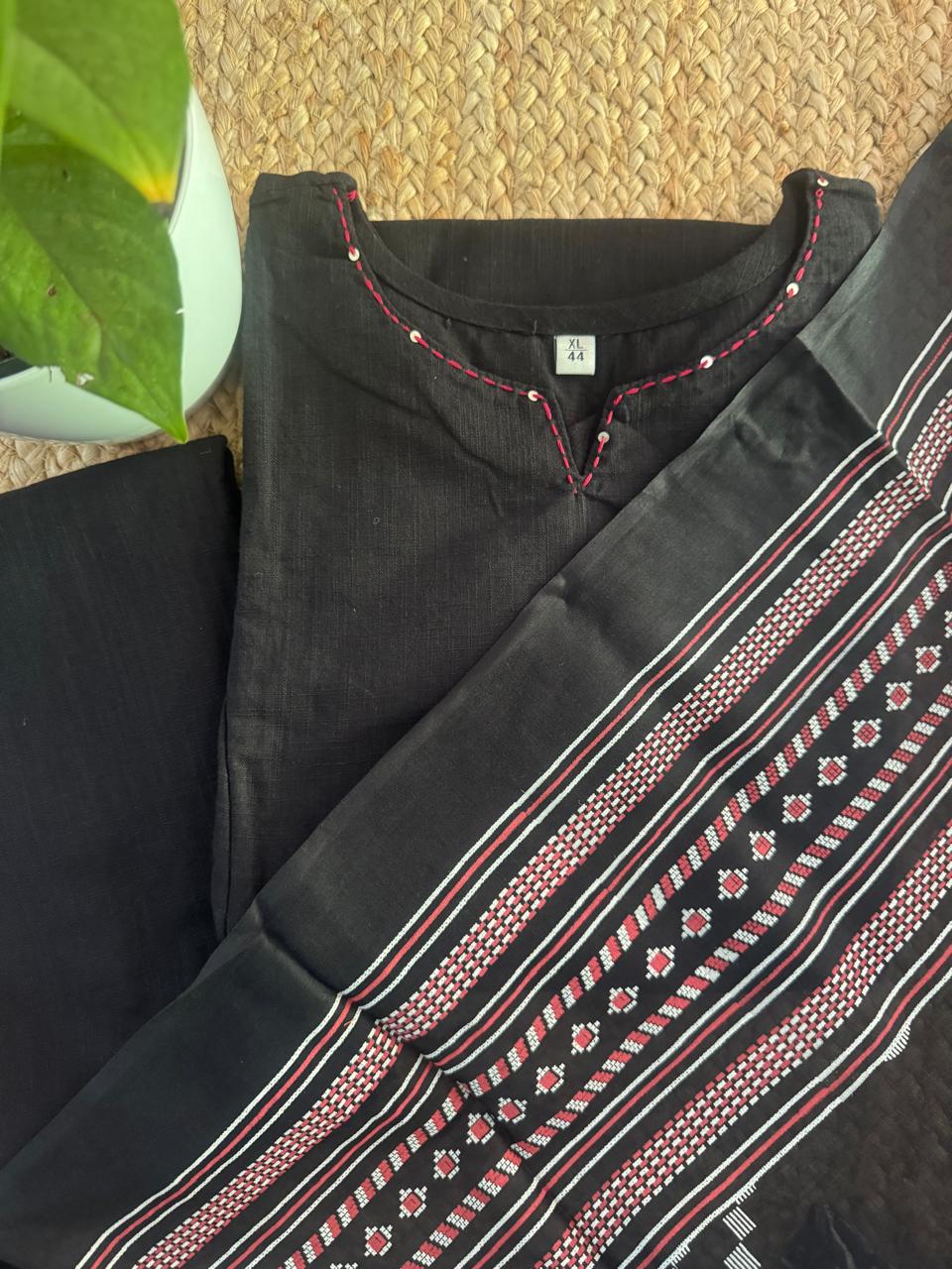 PLAIN BLACK PATOLA COTTON SUIT