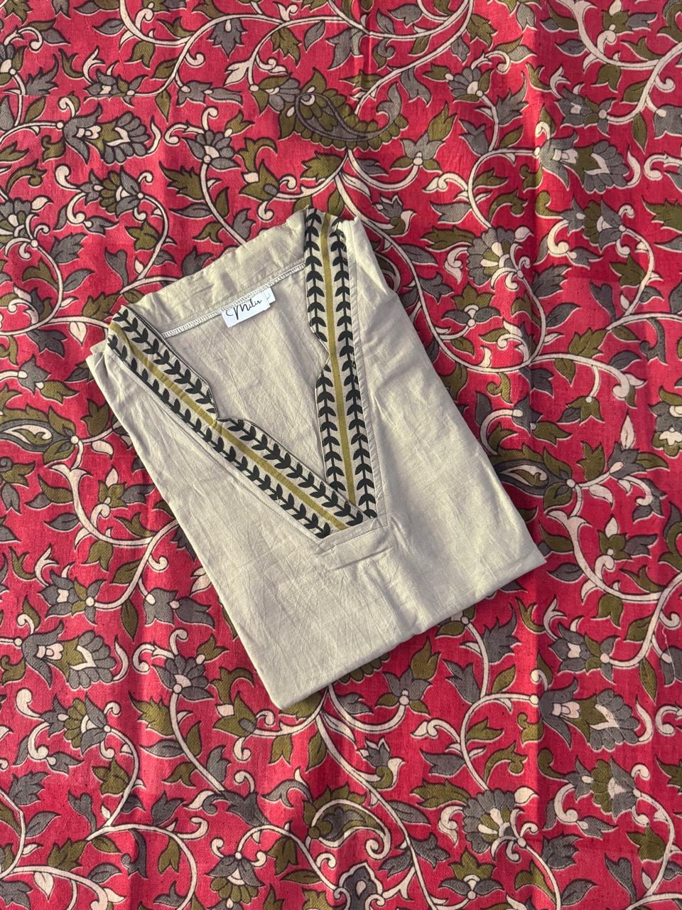 GREY KURTI DUPATTA SET