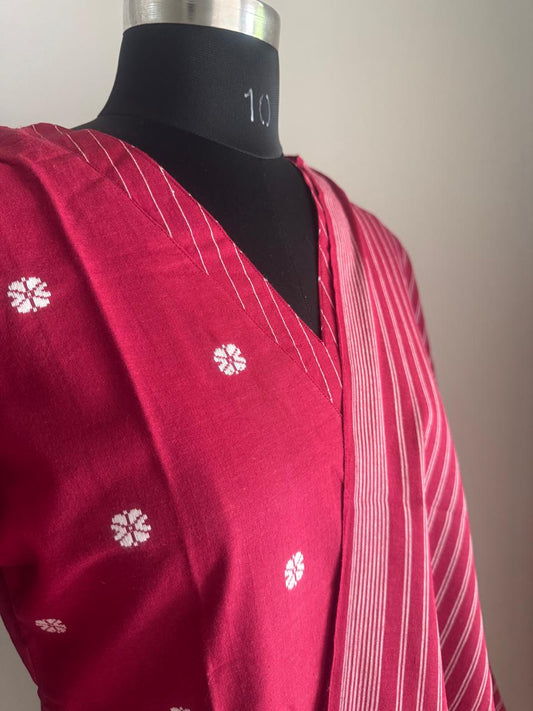 HANDLOOM MAROON COTTON SUIT