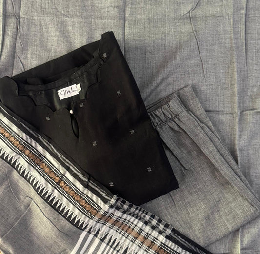 BLACK GREY HANDLOOM SUIT