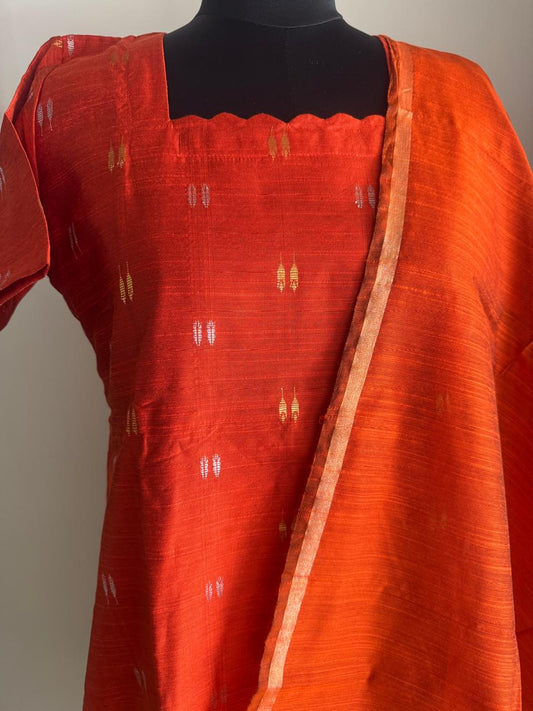 STUNNING ORANCE RAW SILK SUIT