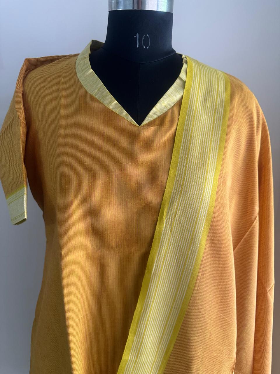 YELLOW HANDLOOM COTTON SUIT