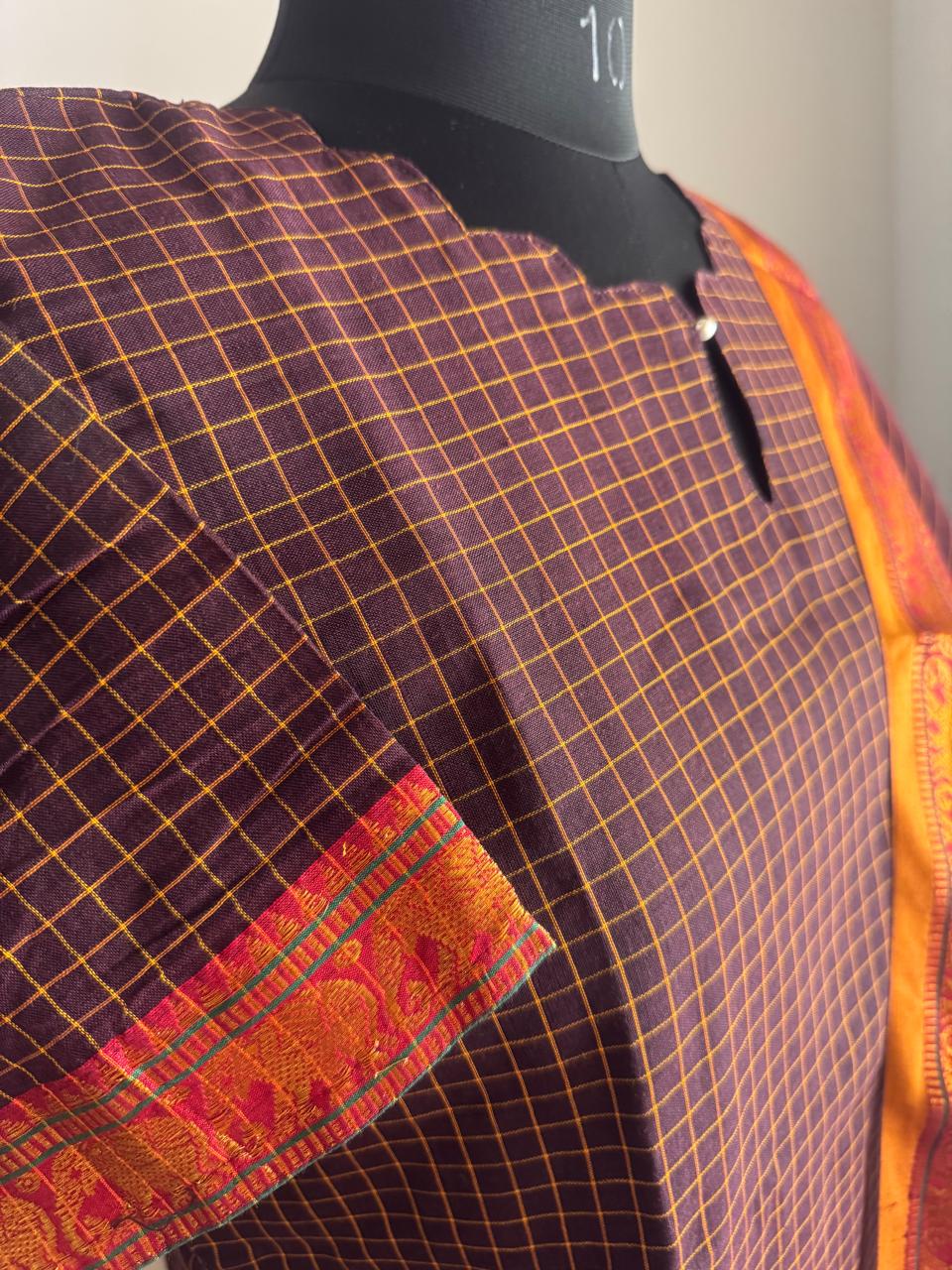 NARAYAN CHECKED RAW SILK SUIT