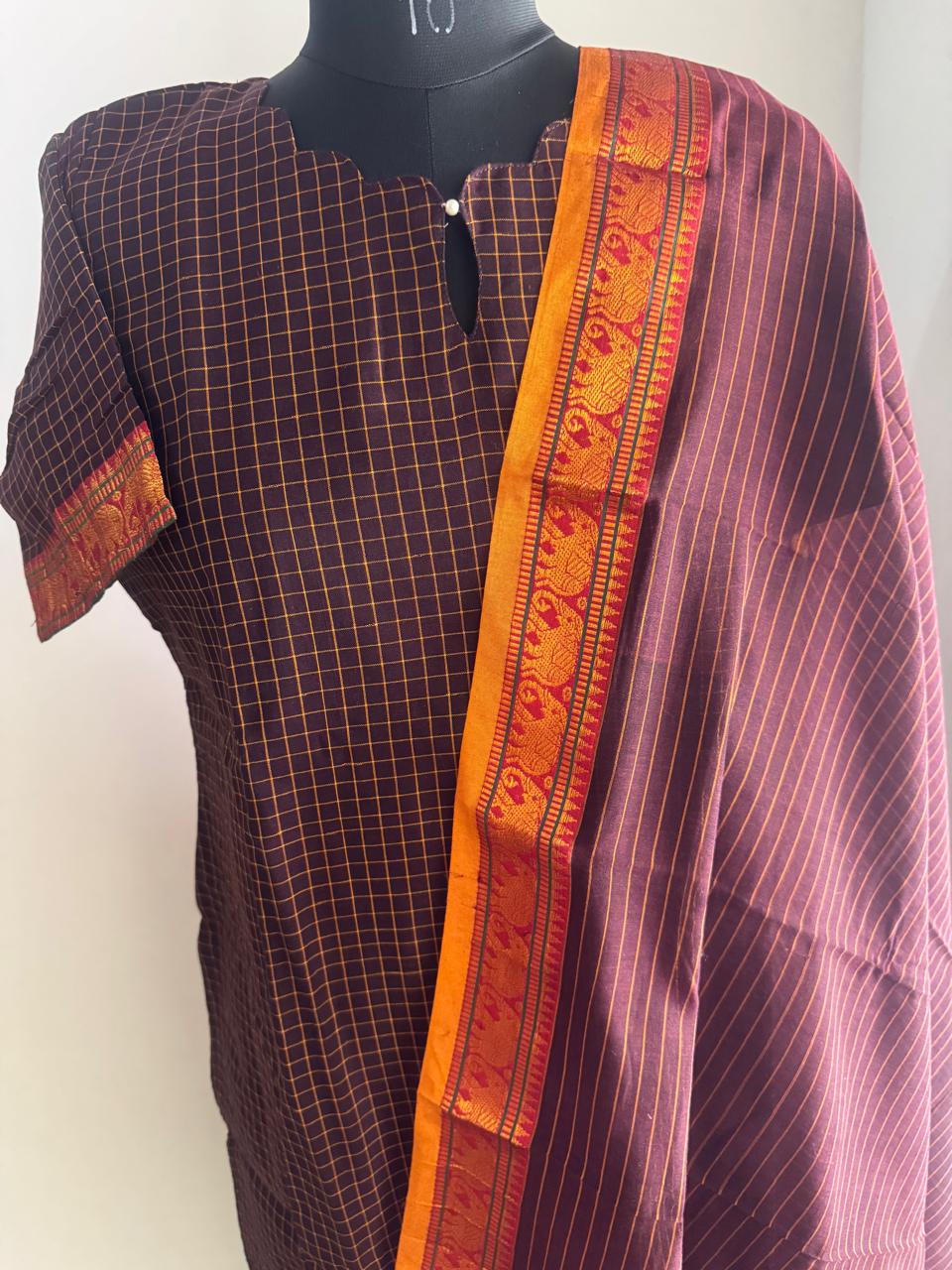 NARAYAN CHECKED RAW SILK SUIT