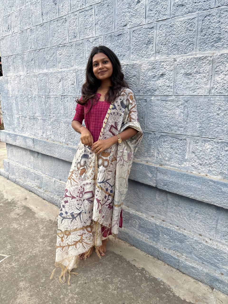 PINK CHECKED RAW SILK SUIT