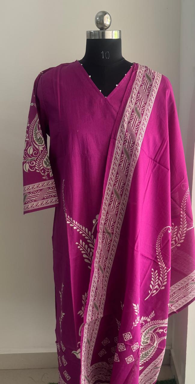 PINK FLORAL COTTON SUIT