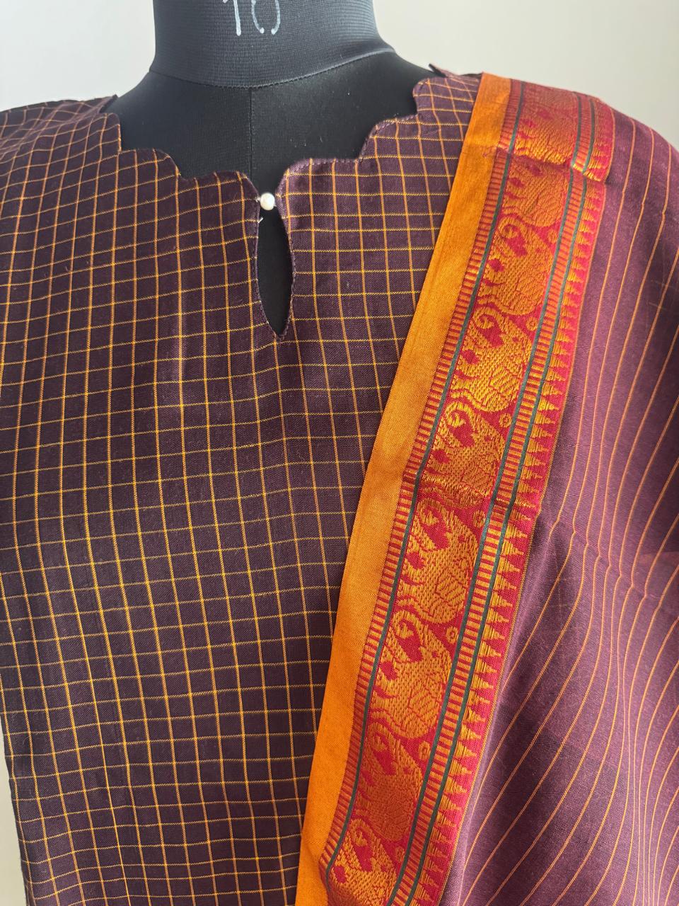 NARAYAN CHECKED RAW SILK SUIT