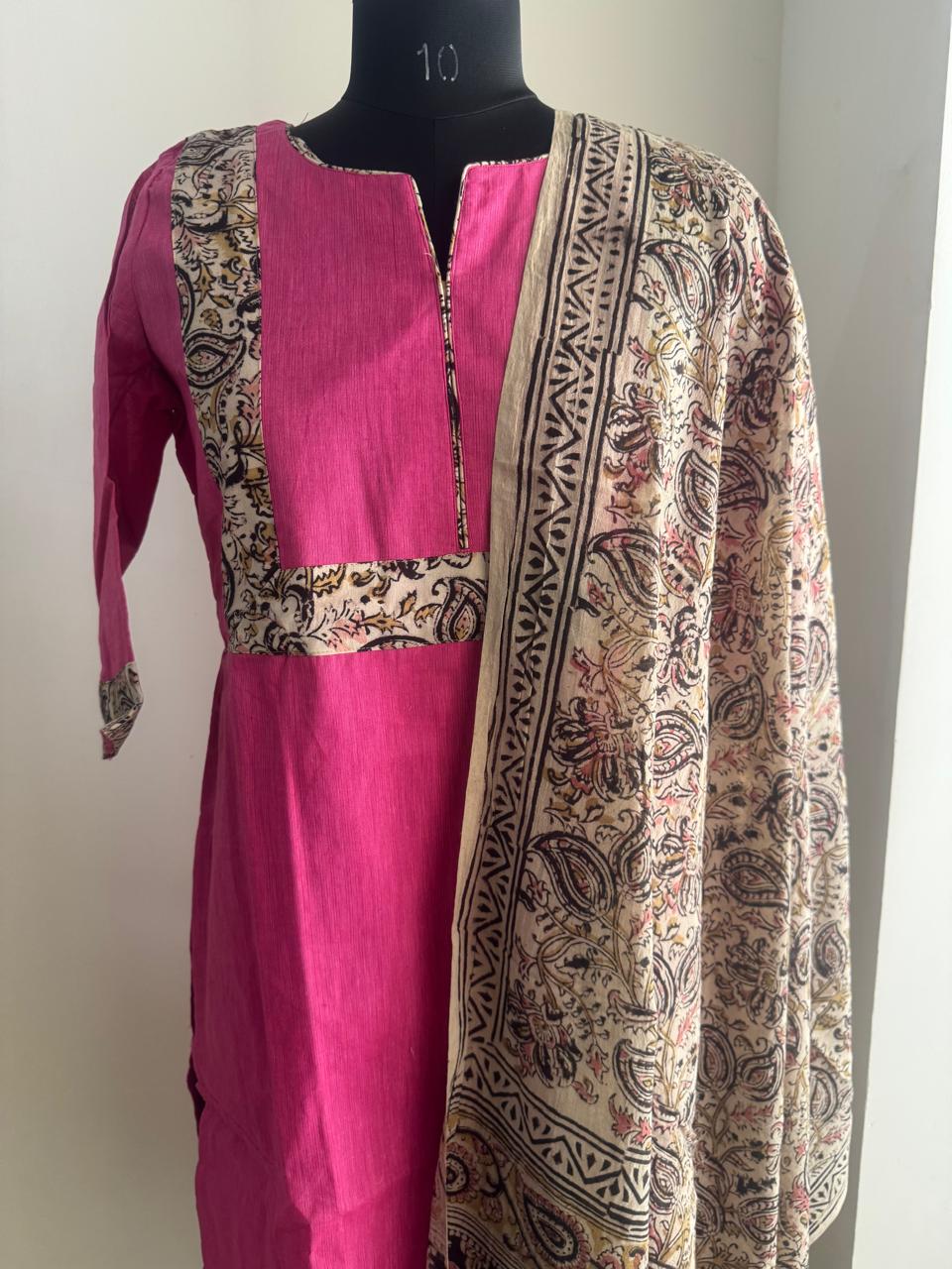 NARAYAN-2 CHECKED RAW SILK SUIT
