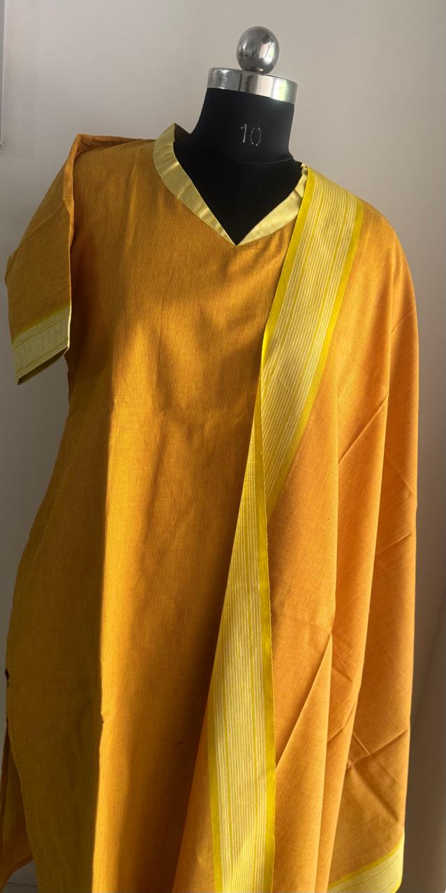 YELLOW HANDLOOM COTTON SUIT