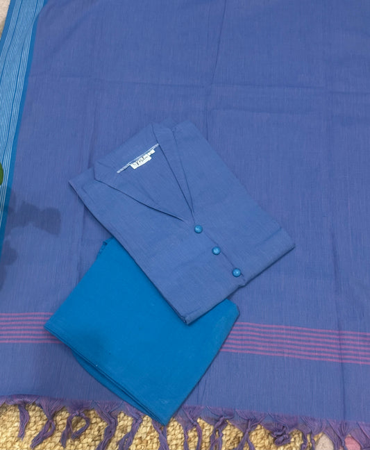 BLUE HANDLOOM COTTON SUIT