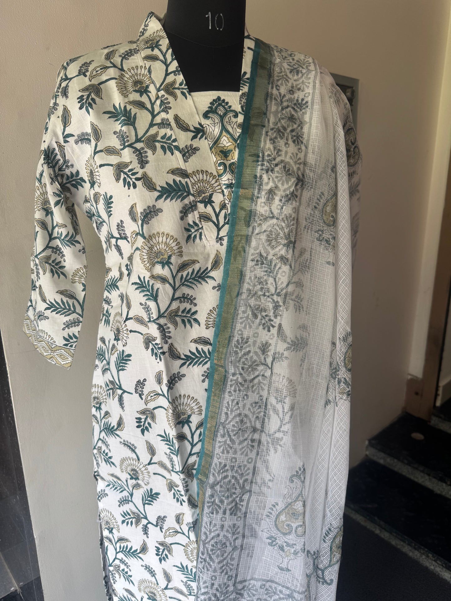 Teal white cotton set