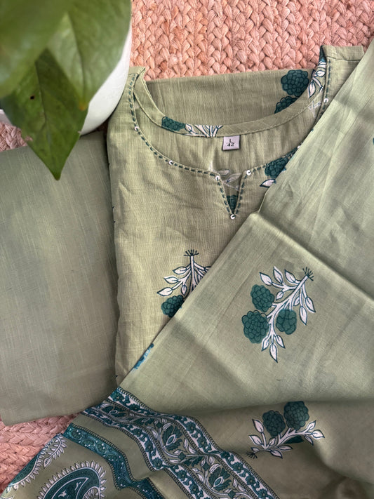 LEAFY GREEN COTTON SUIT