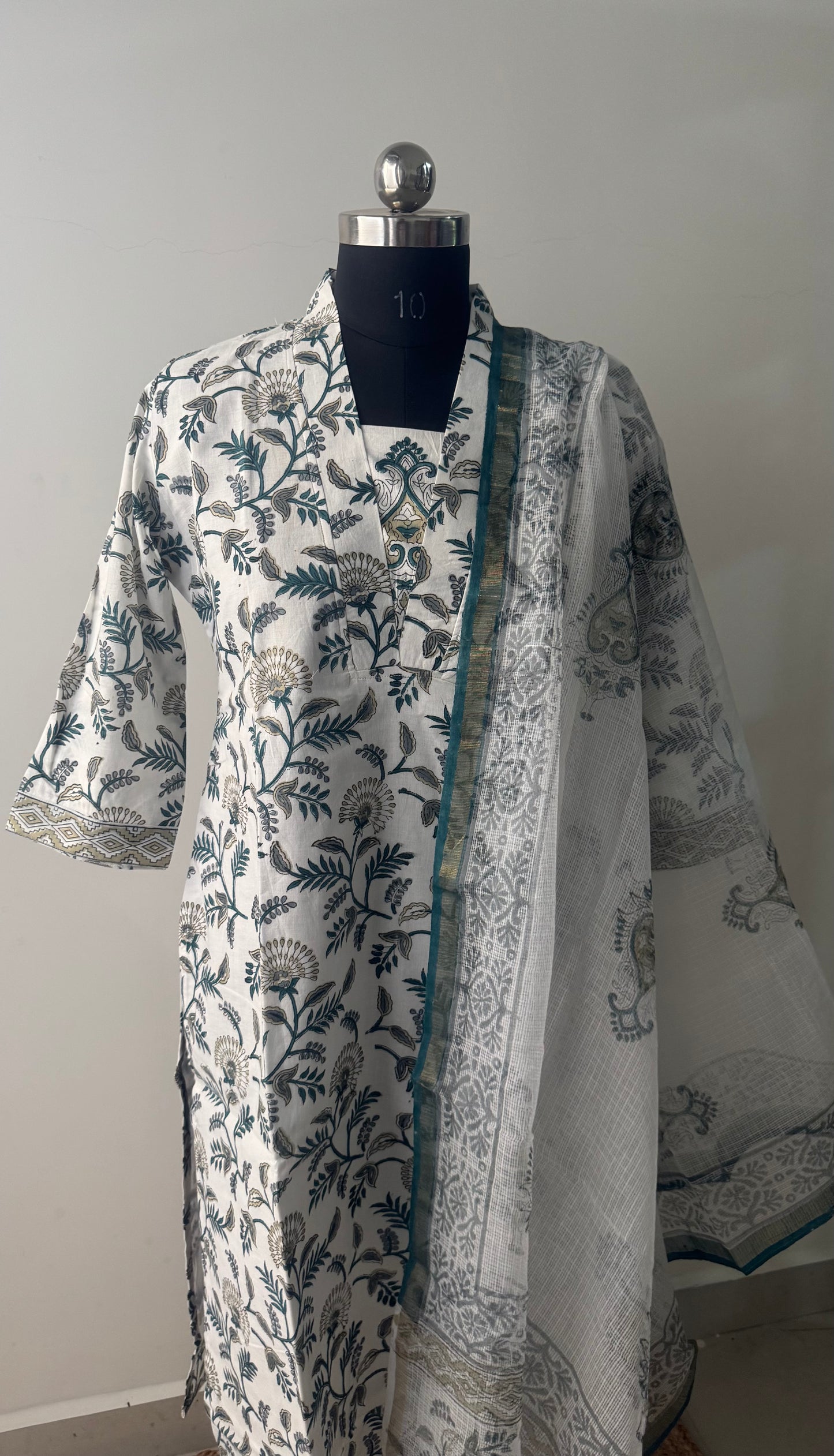 Teal white cotton set