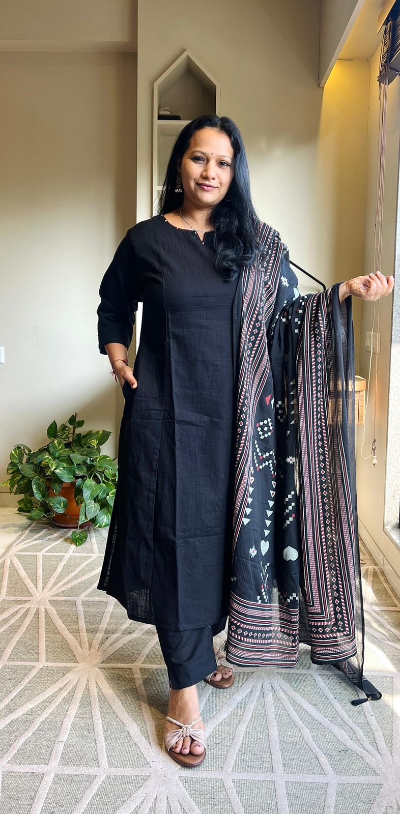 PLAIN BLACK PATOLA COTTON SUIT