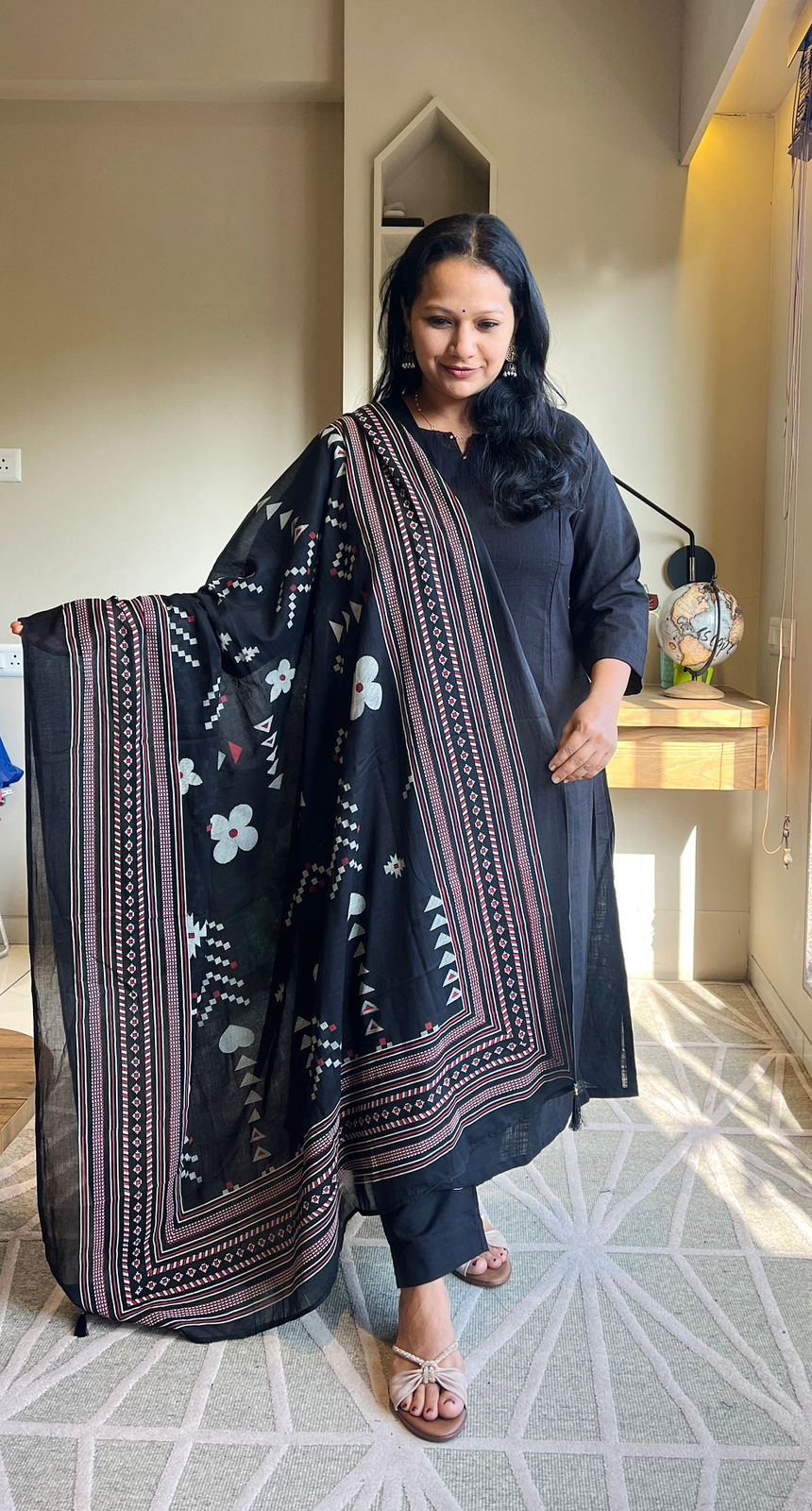 PLAIN BLACK PATOLA COTTON SUIT