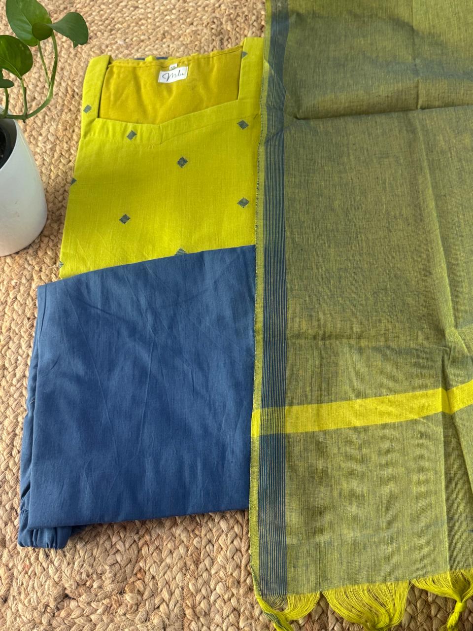 Lemon Yellow Teal Blue Suit