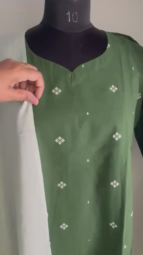 BOTTLE GREEN COTTON SUIT